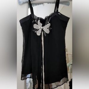 NWT Rebecca Taylor, SEXY & SWEET, 100% Silk Feminine Cami 🖤🤍🖤🤍